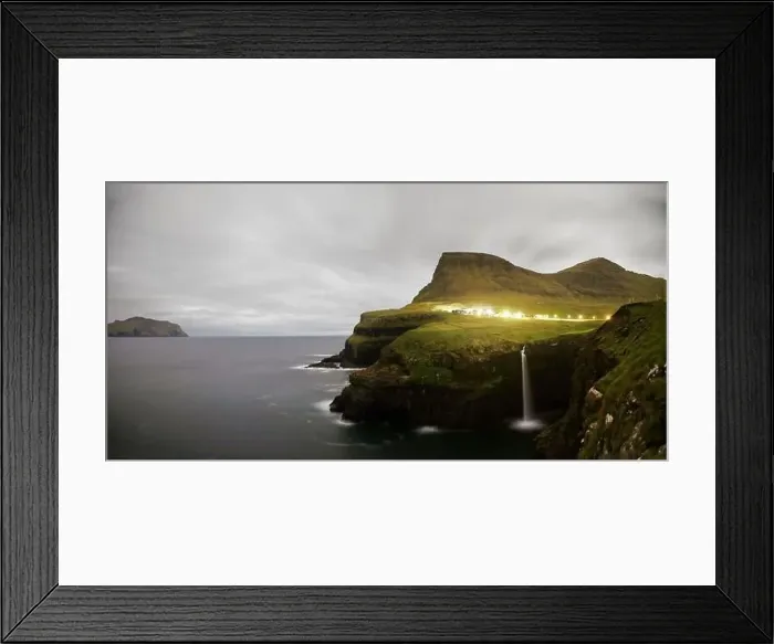 Framed Print : Beautiful landscape scenery of the Faroe islands at Gasadalur Framed Print : Beautiful landscape scenery of the Faroe islands at Gasadalur