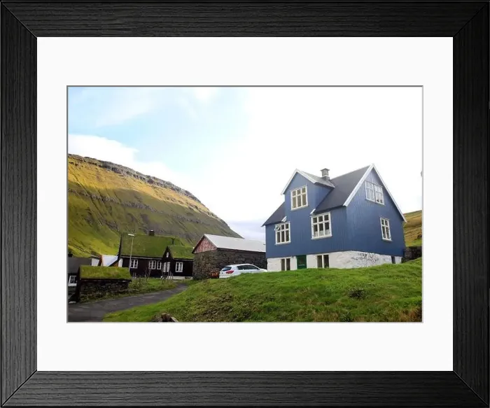 Framed Print : The beautiful landscape of Elduvik in the Faroe islands