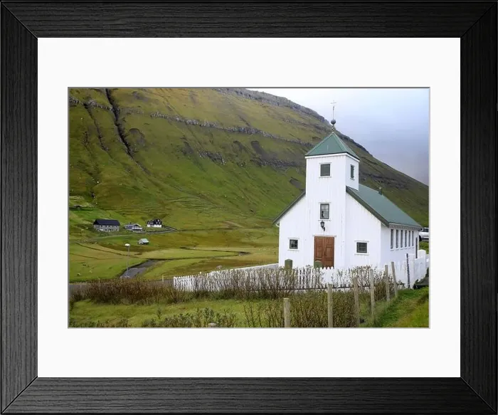 Framed Print : The beautiful landscape of Elduvik in the Faroe islands