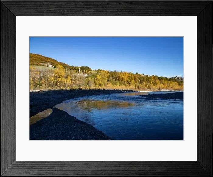Framed Print : Autumn landscape of the Taro river, Italy