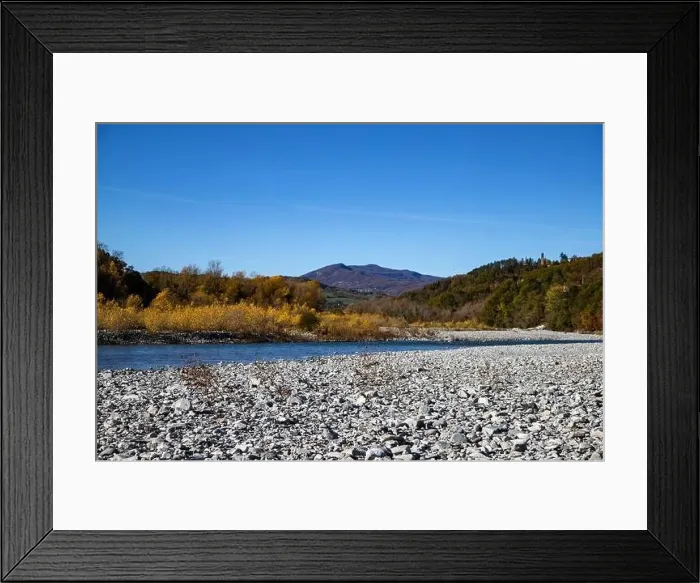 Framed Print : Autumn landscape of the Taro river, Italy Framed Print : Autumn landscape of the Taro river, Italy