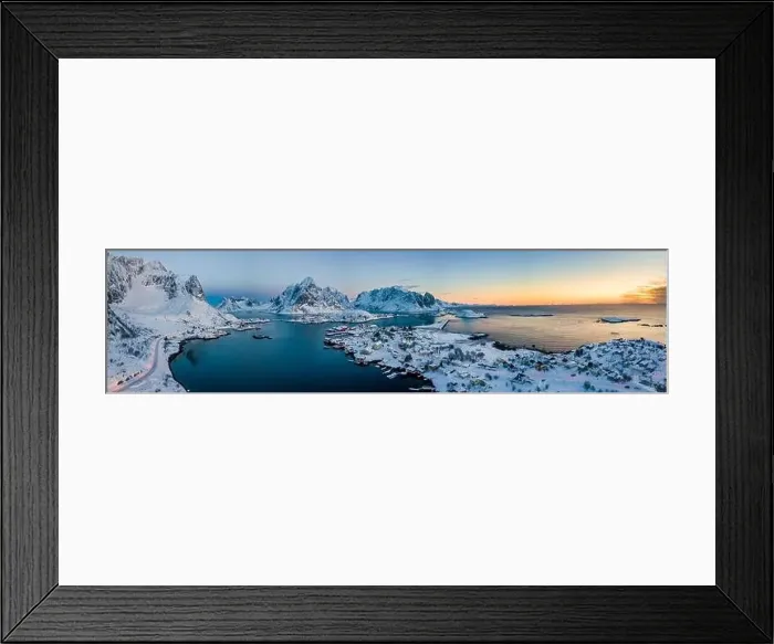 Framed Print : Aerial drone view of Reine Village on the Lofoten Islands in Winter season, Norway Framed Print : Aerial drone view of Reine Village on the Lofoten Islands in Winter season, Norway