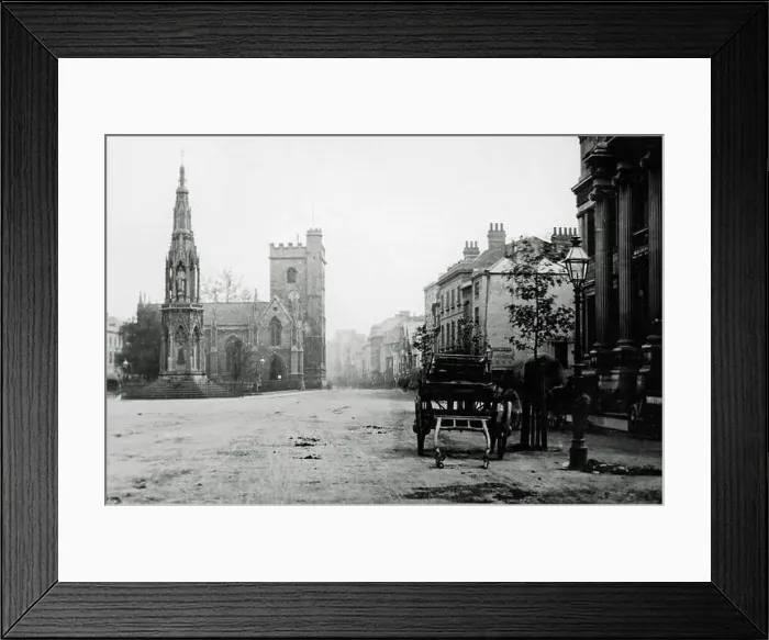 Framed Print : 1900 Historic Black and White Photograph of Martyrs Memorial and St Framed Print : 1900 Historic Black and White Photograph of Martyrs Memorial and St