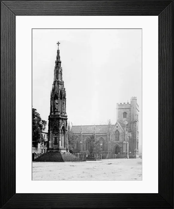 Framed Print : 1900 Historic Black and White Photograph of Martyrs Memorial and St Framed Print : 1900 Historic Black and White Photograph of Martyrs Memorial and St