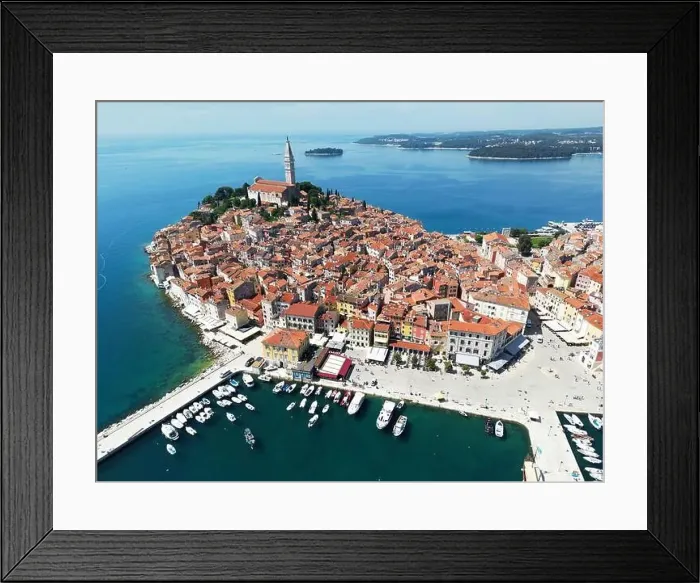 Framed Print : Aerial view of the historic village of Rovinj, Istria, Croatia Framed Print : Aerial view of the historic village of Rovinj, Istria, Croatia