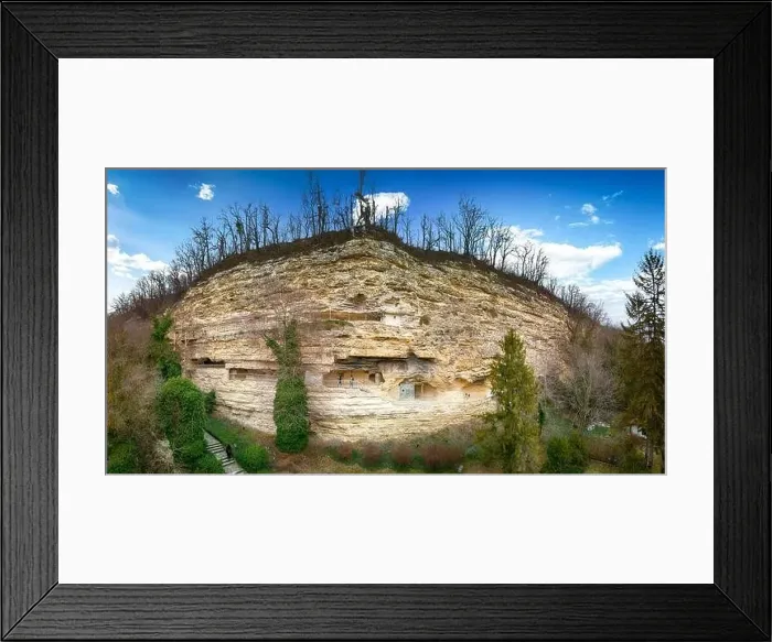Framed Print : Rocky cliff with Aladzha Orthodox cave monastery in Golden Sands Nature Park, Bulgaria Framed Print : Rocky cliff with Aladzha Orthodox cave monastery in Golden Sands Nature Park, Bulgaria