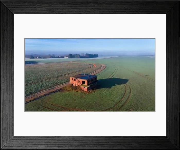 Framed Print : Drone shot of the Old Control Tower Little Snoring Airfield, Fakenham, Norfolk UK Framed Print : Drone shot of the Old Control Tower Little Snoring Airfield, Fakenham, Norfolk UK