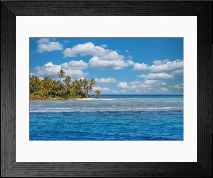 Framed Print : Beach nature concept. Palm beach in tropical idyllic paradise island Framed Print : Beach nature concept. Palm beach in tropical idyllic paradise island