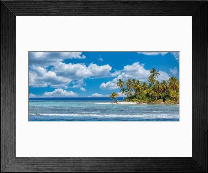 Framed Print : Beach nature concept. Palm beach in tropical idyllic paradise island
