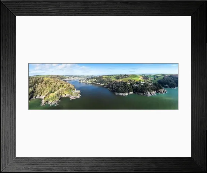 Framed Print : Panorama of Dartmouth Castle and Kingswear Castle over River Dart from a drone, Dartmouth, Kingswear, Devon, England Framed Print : Panorama of Dartmouth Castle and Kingswear Castle over River Dart from a drone, Dartmouth, Kingswear, Devon, England
