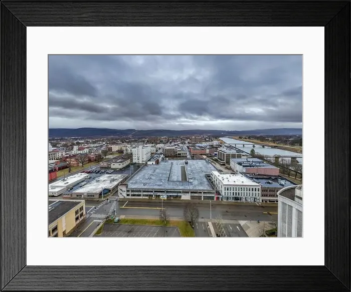 Framed Print : Elmira, NY, USA - 03-02-2024 - Winter aerial image of the City of Elmira, NY, year round activity Framed Print : Elmira, NY, USA - 03-02-2024 - Winter aerial image of the City of Elmira, NY, year round activity