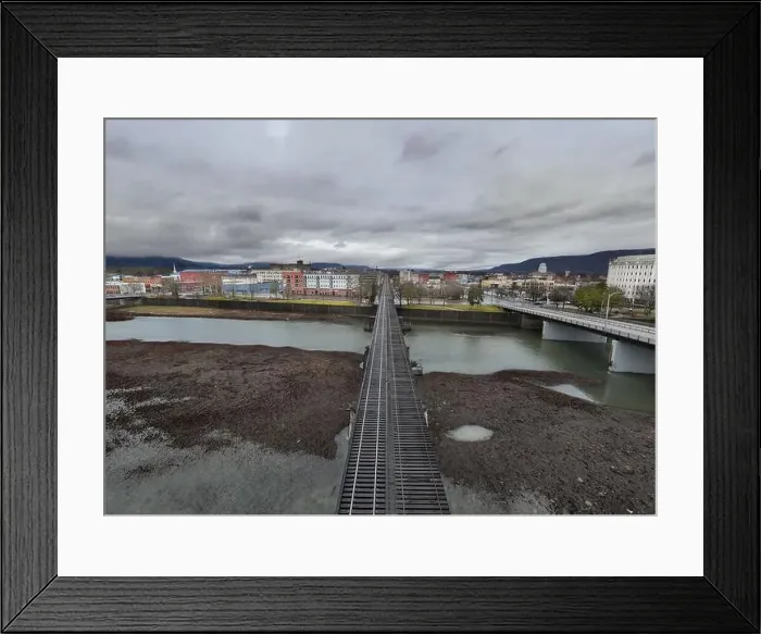 Framed Print : Elmira, NY, USA - 03-02-2024 - Cloudy winter aerial image of the downtown area in the City of Elmira Framed Print : Elmira, NY, USA - 03-02-2024 - Cloudy winter aerial image of the downtown area in the City of Elmira