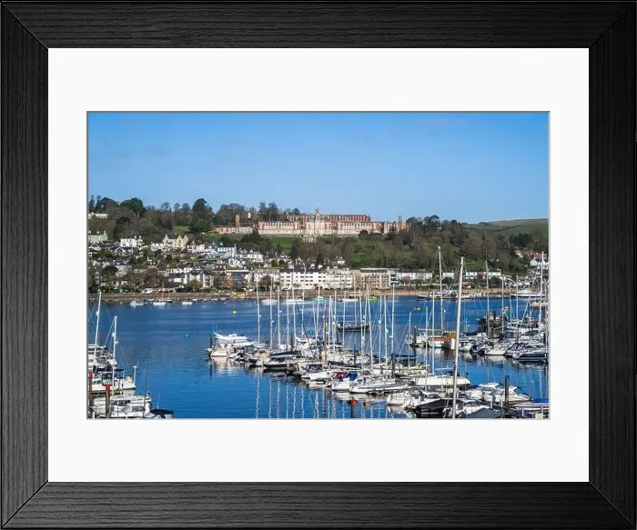 Framed Print : View of Dartmouth from Kingswear over River Dart, Devon, England, Europe Framed Print : View of Dartmouth from Kingswear over River Dart, Devon, England, Europe