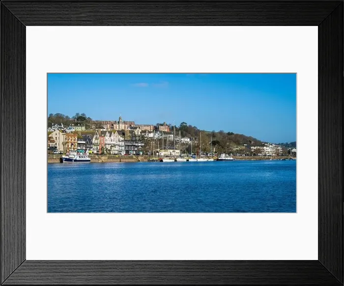 Framed Print : View of Dartmouth from Kingswear over River Dart, Devon, England, Europe Framed Print : View of Dartmouth from Kingswear over River Dart, Devon, England, Europe