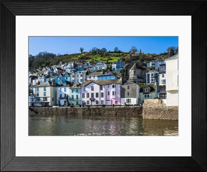 Framed Print : View of Dartmouth from Kingswear over River Dart, Devon, England, Europe Framed Print : View of Dartmouth from Kingswear over River Dart, Devon, England, Europe