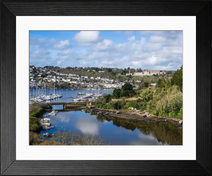 Framed Print : View of Dartmouth from Kingswear over River Dart, Devon, England, Europe Framed Print : View of Dartmouth from Kingswear over River Dart, Devon, England, Europe