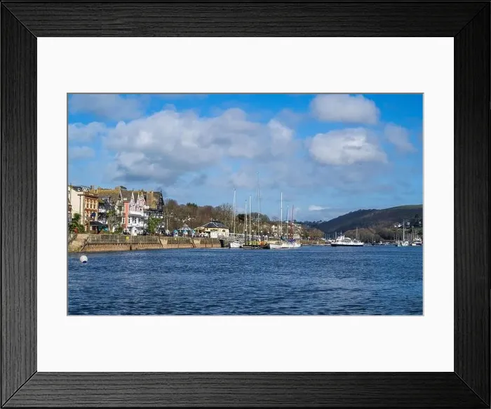 Framed Print : View of Dartmouth from Kingswear over River Dart, Devon, England, Europe Framed Print : View of Dartmouth from Kingswear over River Dart, Devon, England, Europe