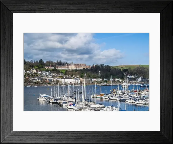 Framed Print : View of Dartmouth from Kingswear over River Dart, Devon, England, Europe Framed Print : View of Dartmouth from Kingswear over River Dart, Devon, England, Europe