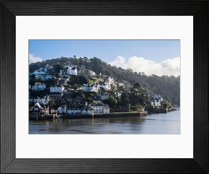 Framed Print : View of Kingswear from Dartmouth over River Dart, Devon, England, Europe Framed Print : View of Kingswear from Dartmouth over River Dart, Devon, England, Europe