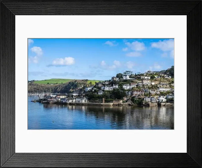 Framed Print : View of Kingswear from Dartmouth over River Dart, Devon, England, Europe Framed Print : View of Kingswear from Dartmouth over River Dart, Devon, England, Europe