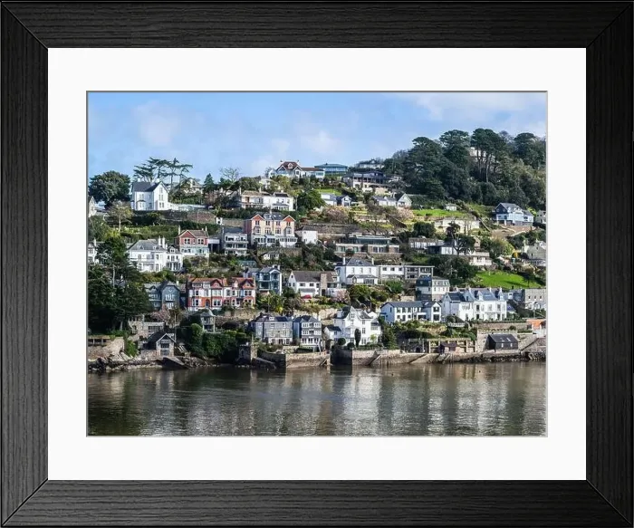 Framed Print : View of Kingswear from Dartmouth over River Dart, Devon, England, Europe Framed Print : View of Kingswear from Dartmouth over River Dart, Devon, England, Europe