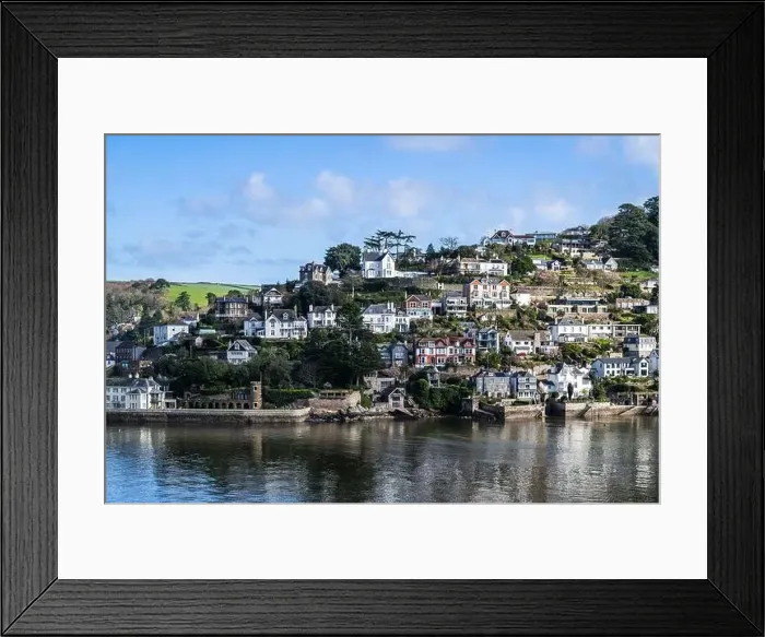 Framed Print : View of Kingswear from Dartmouth over River Dart, Devon, England, Europe Framed Print : View of Kingswear from Dartmouth over River Dart, Devon, England, Europe