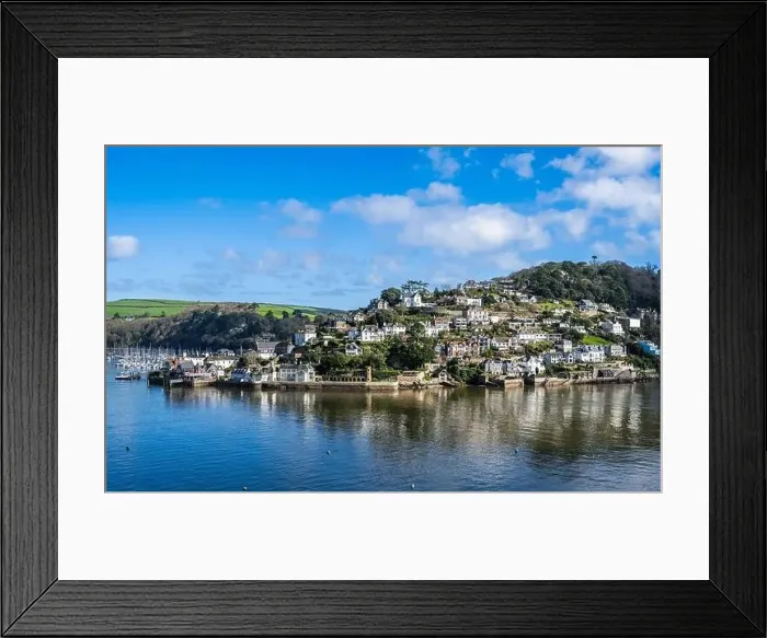 Framed Print : View of Kingswear from Dartmouth over River Dart, Devon, England, Europe Framed Print : View of Kingswear from Dartmouth over River Dart, Devon, England, Europe