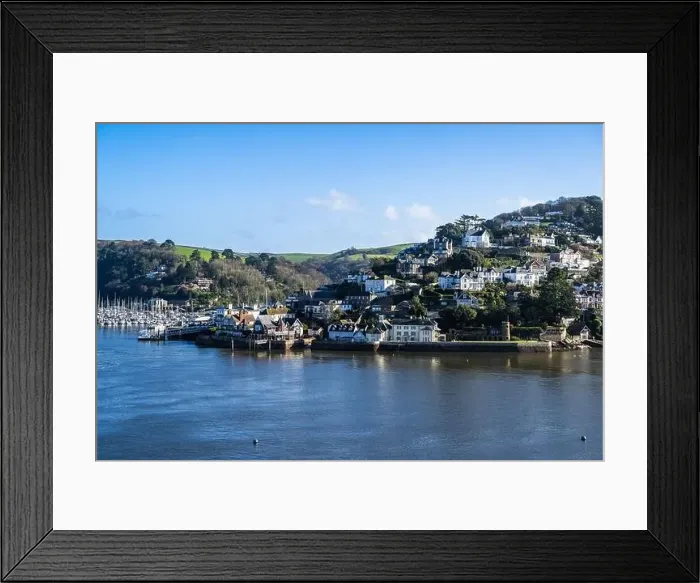 Framed Print : View of Kingswear from Dartmouth over River Dart, Devon, England, Europe Framed Print : View of Kingswear from Dartmouth over River Dart, Devon, England, Europe