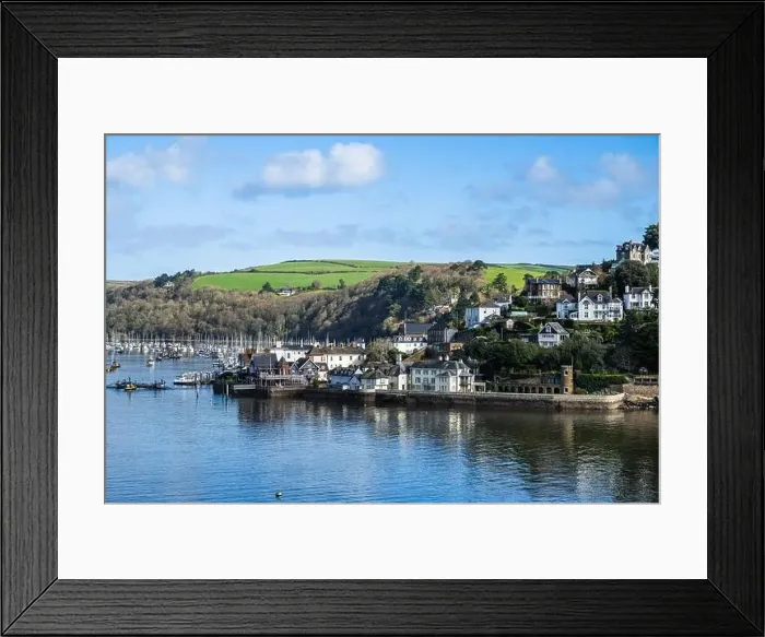 Framed Print : View of Kingswear from Dartmouth over River Dart, Devon, England, Europe Framed Print : View of Kingswear from Dartmouth over River Dart, Devon, England, Europe