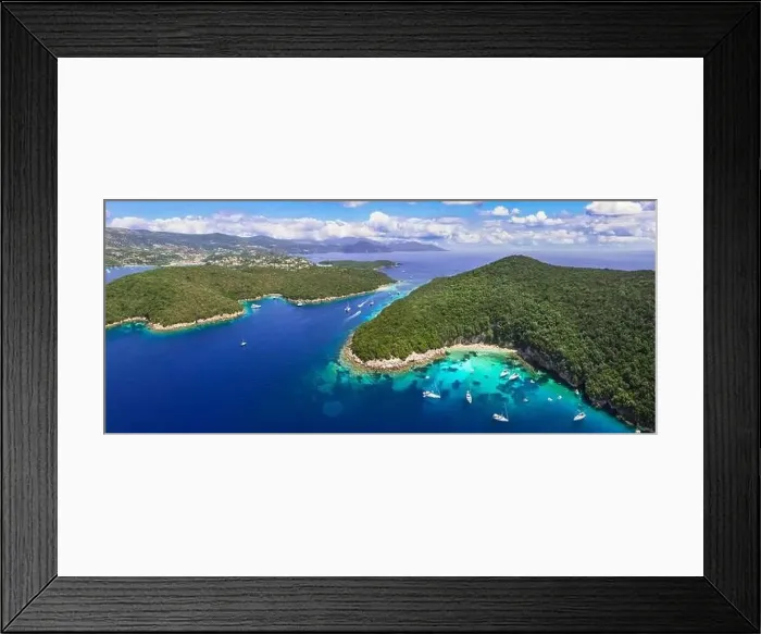 Framed Print : Sivota - stunning aerial drone video of turquoise sea known as Blue Lagoon and white sandy beaches Framed Print : Sivota - stunning aerial drone video of turquoise sea known as Blue Lagoon and white sandy beaches