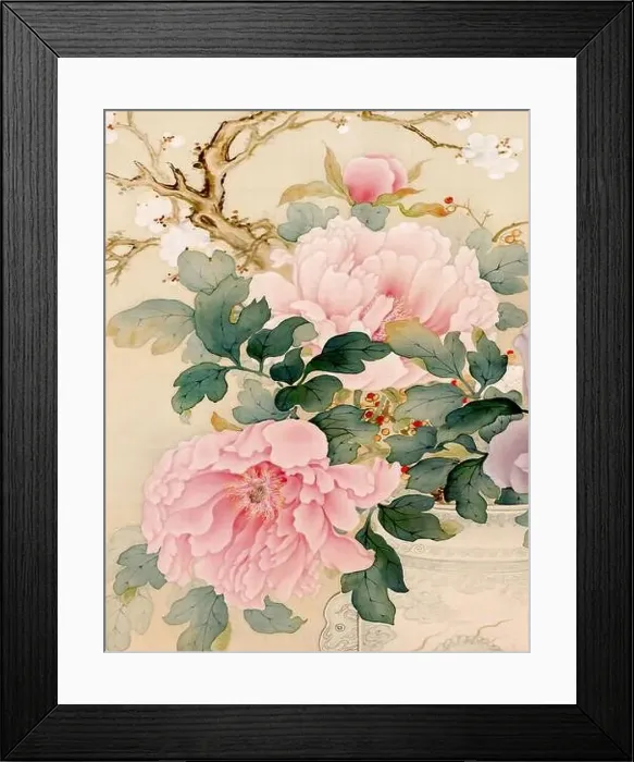 Framed Print : Exquisite oriental floral design