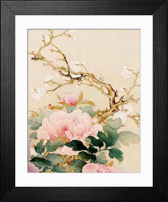 Framed Print : Exquisite oriental floral design