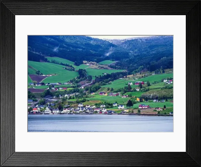 Framed Print : Mountains and Fjord over Norwegian Village, Olden, Innvikfjorden, Norway, Europe Framed Print : Mountains and Fjord over Norwegian Village, Olden, Innvikfjorden, Norway, Europe