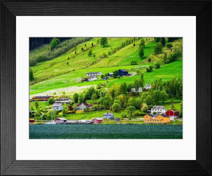 Framed Print : Mountains and Fiord over Norwegian Village, Olden, Innvikfjorden, Norway, Europe Framed Print : Mountains and Fiord over Norwegian Village, Olden, Innvikfjorden, Norway, Europe