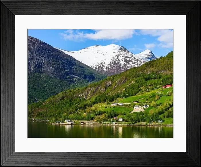 Framed Print : Mountains and Fiord over Norwegian Village, Olden, Innvikfjorden, Norway, Europe Framed Print : Mountains and Fiord over Norwegian Village, Olden, Innvikfjorden, Norway, Europe