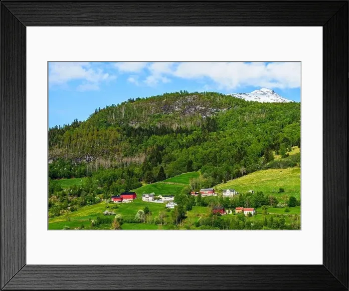 Framed Print : Mountains and Fiord over Norwegian Village, Olden, Innvikfjorden, Norway, Europe Framed Print : Mountains and Fiord over Norwegian Village, Olden, Innvikfjorden, Norway, Europe