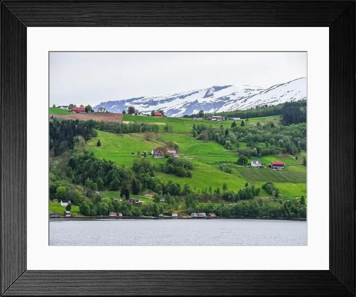 Framed Print : Mountains and Fiord over Norwegian Village, Olden, Innvikfjorden, Norway, Europe Framed Print : Mountains and Fiord over Norwegian Village, Olden, Innvikfjorden, Norway, Europe
