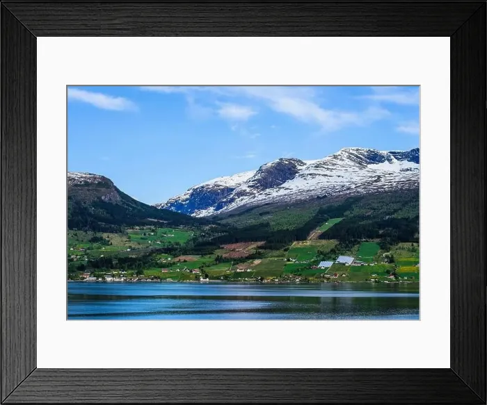 Framed Print : Mountains and Fiord over Norwegian Village, Olden, Innvikfjorden, Norway, Europe Framed Print : Mountains and Fiord over Norwegian Village, Olden, Innvikfjorden, Norway, Europe