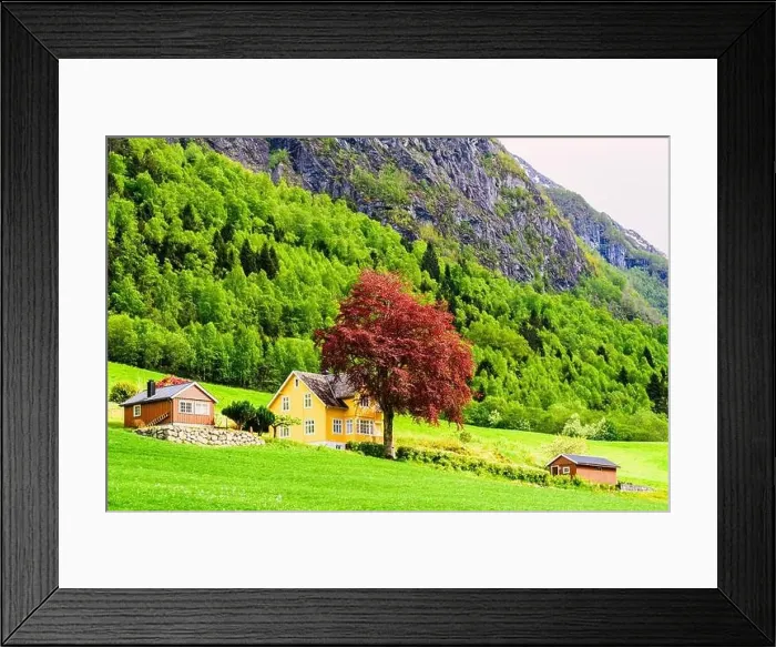 Framed Print : Mountains and Fiord over Norwegian Village, Olden, Innvikfjorden, Norway, Europe Framed Print : Mountains and Fiord over Norwegian Village, Olden, Innvikfjorden, Norway, Europe