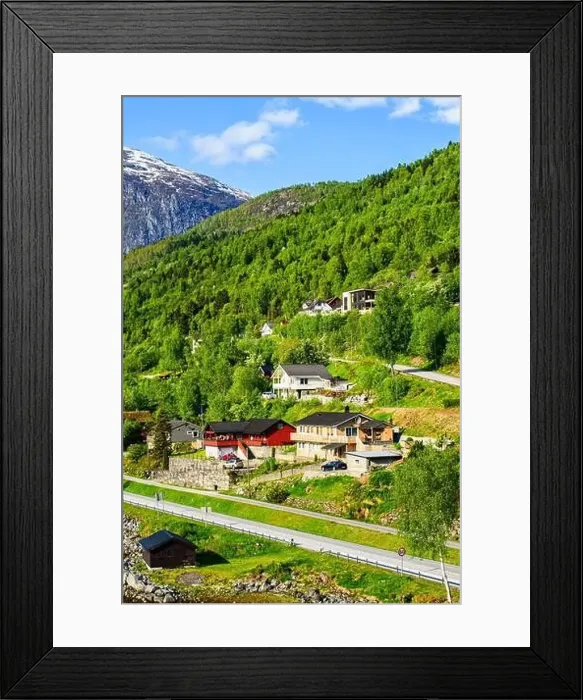 Framed Print : Mountains and Fiord over Norwegian Village, Olden, Innvikfjorden, Norway, Europe Framed Print : Mountains and Fiord over Norwegian Village, Olden, Innvikfjorden, Norway, Europe