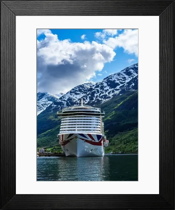 Framed Print : IONA P&O CRUISE in Olden, Innvikfjorden, Norway Framed Print : IONA P&O CRUISE in Olden, Innvikfjorden, Norway
