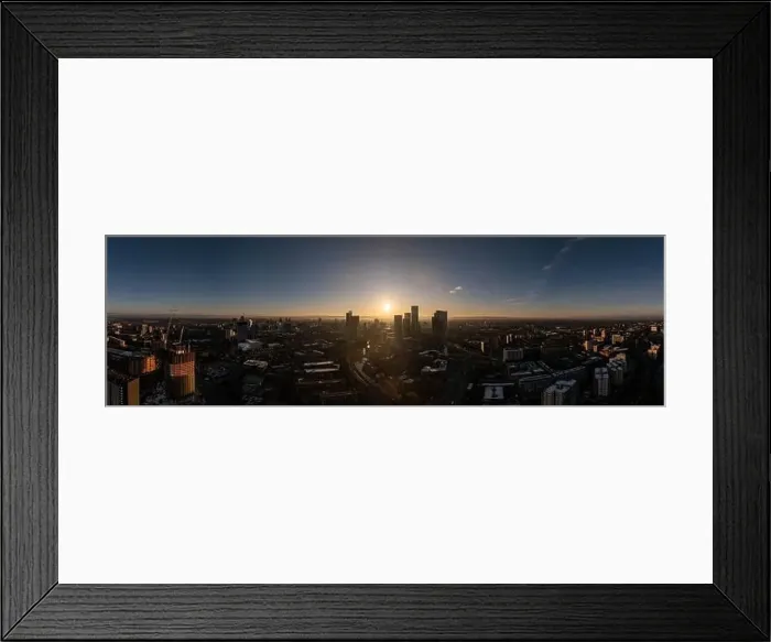Framed Print : Aerial drone shot across Manchester shot from the west looking east at Deansgate Square, Manchester, UK Framed Print : Aerial drone shot across Manchester shot from the west looking east at Deansgate Square, Manchester, UK