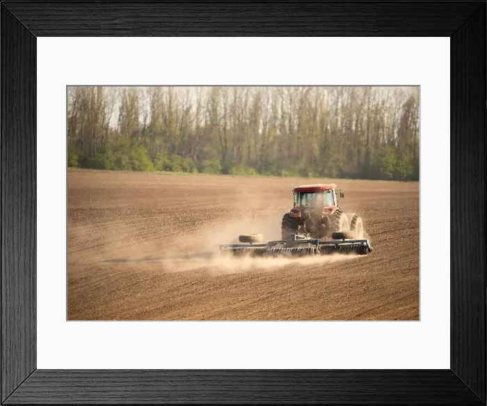 Framed Print : Soil Symphony: Tractor Turning Earth's Blanket Framed Print : Soil Symphony: Tractor Turning Earth's Blanket