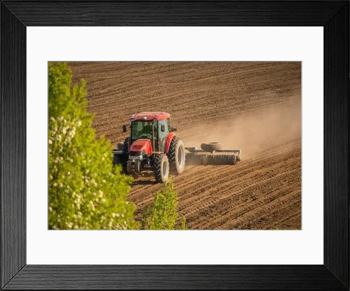 Framed Print : Agricultural Symphony: Tractor Cultivating the Field Framed Print : Agricultural Symphony: Tractor Cultivating the Field