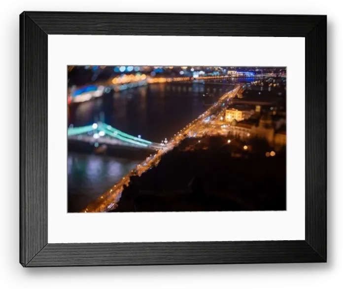 Framed Print : Budapest, Hungary - February 7, 2024: Landscape view of night Budapest from Citadella observation deck Framed Print : Budapest, Hungary - February 7, 2024: Landscape view of night Budapest from Citadella observation deck