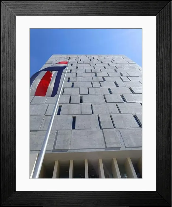 Framed Print : March 15 2023 - San Jose, Costa Rica in Central America: View of the outside of Plaza de la Democracia