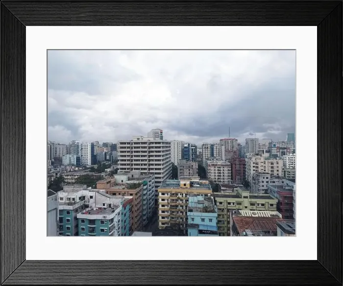 Framed Print : Beautiful aerial drone shot of evening over Dhaka, Bangladesh which is densely populated. City of colors. Sunny day Framed Print : Beautiful aerial drone shot of evening over Dhaka, Bangladesh which is densely populated. City of colors. Sunny day