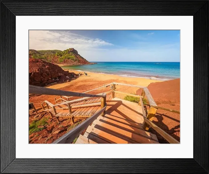 Framed Print : Aerial drone view of Cala del Pilar beach scenery on north cost of Menorca, near Ferreries Framed Print : Aerial drone view of Cala del Pilar beach scenery on north cost of Menorca, near Ferreries