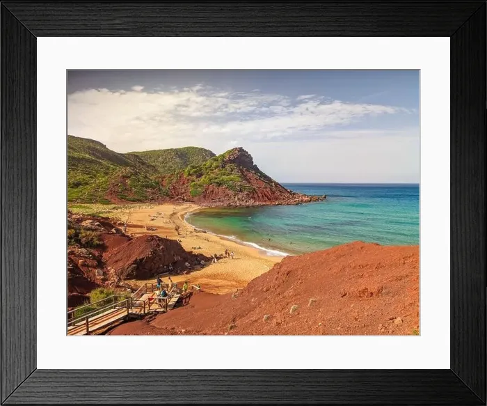Framed Print : Aerial drone view of Cala del Pilar beach scenery on north cost of Menorca, near Ferreries Framed Print : Aerial drone view of Cala del Pilar beach scenery on north cost of Menorca, near Ferreries
