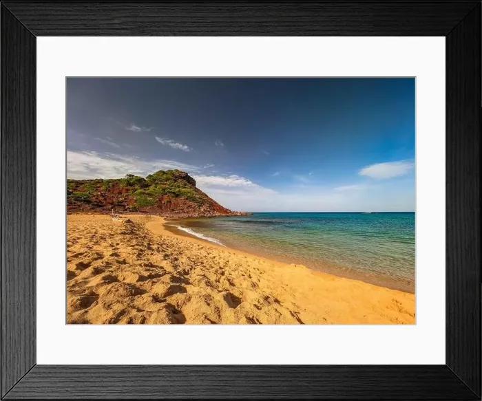 Framed Print : Aerial drone view of Cala del Pilar beach scenery on north cost of Menorca, near Ferreries Framed Print : Aerial drone view of Cala del Pilar beach scenery on north cost of Menorca, near Ferreries